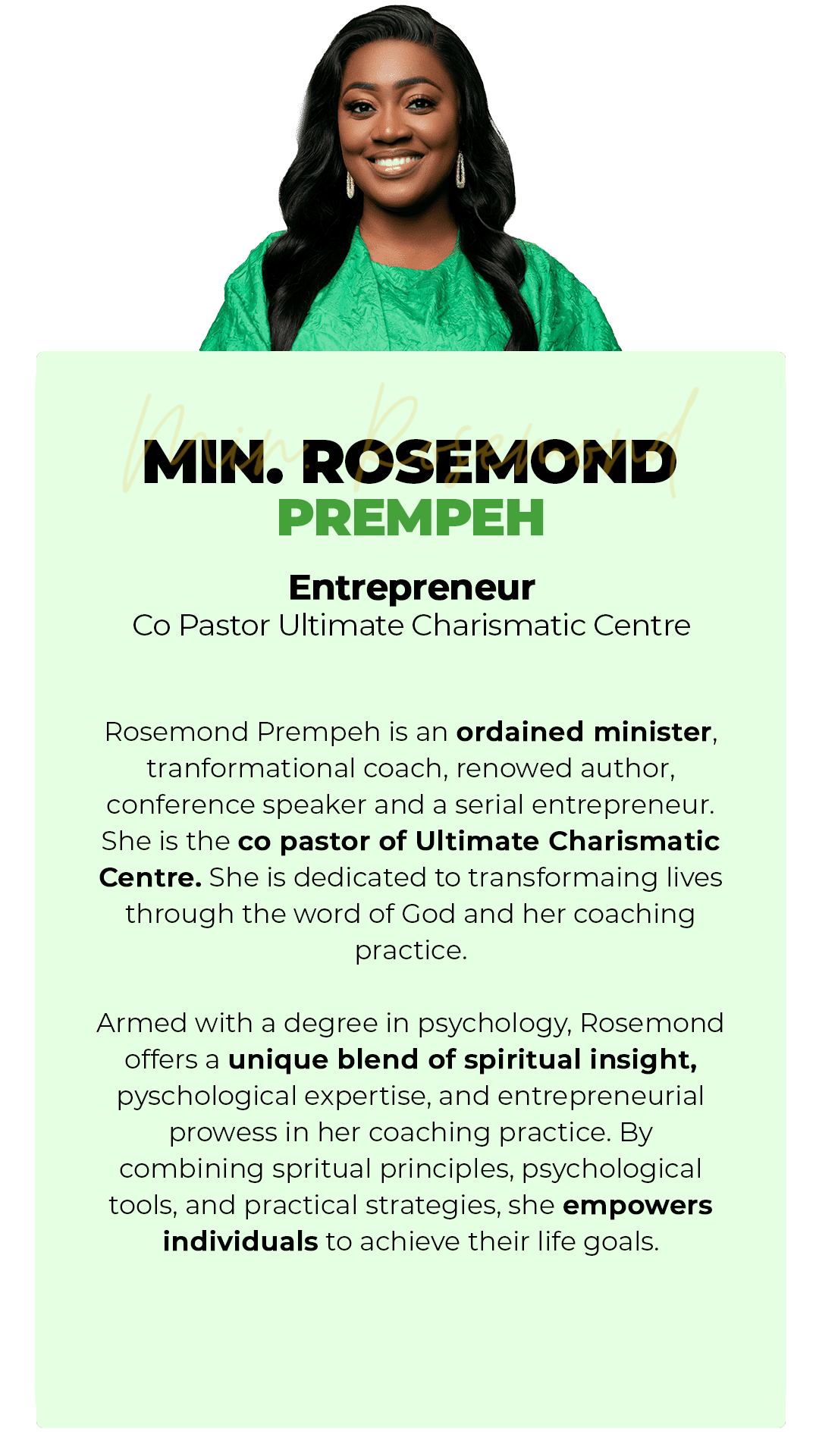 MOBILE - Minister Rosemond Prempeh - Bio (1)